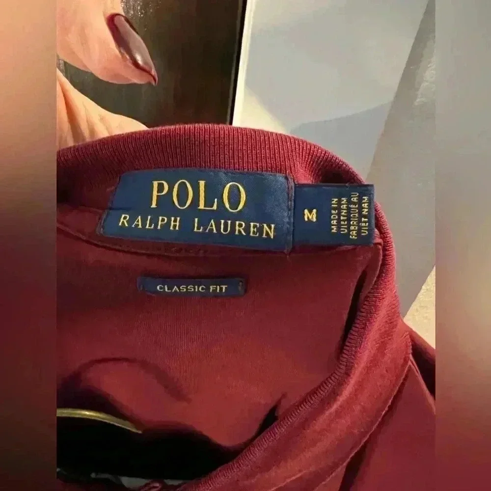 Ralph Lauren Soft Cotton Polo Classic Fit Shirt- Red Burgundy- Size Medium